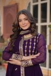MOST PICKED BLOOMING GEORGETTE ZARI SEQUENCE EMBROIDERY WORK GOWN WITH DUPATTA PARTY WEAR WHOLESALE PRICE ETHNIC GARMENT (3)