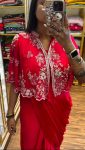 MOST PICKED CHINON EMBROIDERY WORK GOWN WITH SHRUG PARTY WEAR WHOLESALE PRICE ETHNIC GARMENT (6)