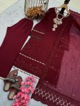 MOST PICKED GEORGETTE EMBROIDERY SEQUENCE WORK TOP BOTTOM WITH DUPATTA PARTY WEAR WHOLESALE PRICE ETHNIC GARMENT (3)