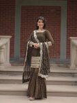 MOST PICKED GEORGETTE SEQUENCE THREAD EMBROIDERY WORK TOP SHARARA WITH DUPATTA MEHNDI
