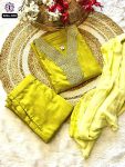 MOST PICKED MAGIC SLUB EMBROIDERY WORK TOP BOTTOM WITH DUPATTA PARTY WEAR WHOLESALE PRICE ETHNIC GARMENT (11)