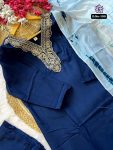 MOST PICKED MAGIC SLUB EMBROIDERY WORK TOP BOTTOM WITH DUPATTA PARTY WEAR WHOLESALE PRICE ETHNIC GARMENT (4)
