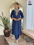 MOST PICKED MAGIC SLUB EMBROIDERY WORK TOP BOTTOM WITH DUPATTA PARTY WEAR WHOLESALE PRICE ETHNIC GARMENT (4)