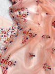 MOST PICKED ORGANZA SILK EMBROIDERY SEQUENCE WORK SAREE WITH UNSTITCHED BLOUSE PARTY WEAR WHOLESALE PRICE ETHNIC GARMENT (4)