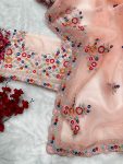 MOST PICKED ORGANZA SILK EMBROIDERY SEQUENCE WORK SAREE WITH UNSTITCHED BLOUSE PARTY WEAR WHOLESALE PRICE ETHNIC GARMENT (4)