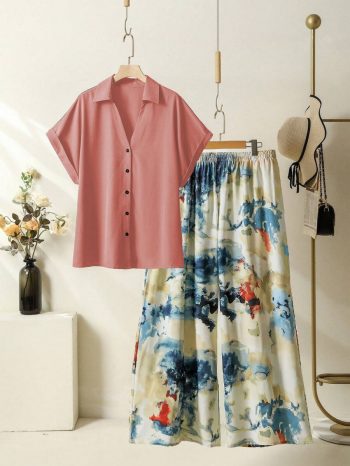 MOST PICKED RAYON DIGITAL PRINTED TOP WITH PALAZZO PEACH