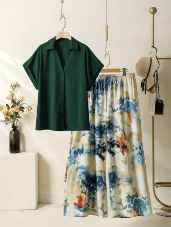 MOST PICKED RAYON DIGITAL PRINTED TOP WITH PALAZZO GREEN