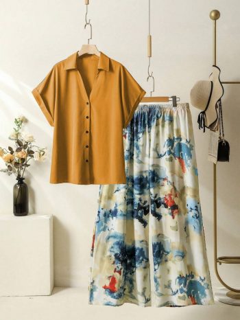 MOST PICKED RAYON DIGITAL PRINTED TOP WITH PALAZZO YELLOW