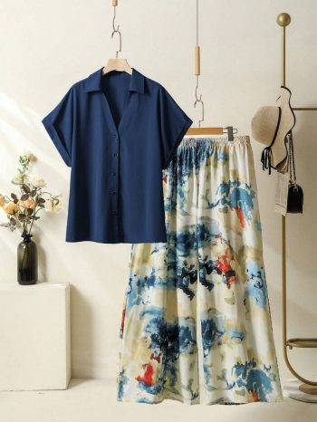 MOST PICKED RAYON DIGITAL PRINTED TOP WITH PALAZZO BLUE