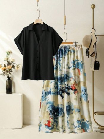 MOST PICKED RAYON DIGITAL PRINTED TOP WITH PALAZZO BLACK