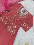 MOST PICKED ROMAN SHIMMER SILK EMBROIDERY SEQUENCE MOTI WORK TOP LEHENGA WITH DUPATTA PARTY WEAR WHOLESALE PRICE ETHNIC GARMENT (3)