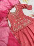 MOST PICKED ROMAN SHIMMER SILK EMBROIDERY SEQUENCE MOTI WORK TOP LEHENGA WITH DUPATTA PARTY WEAR WHOLESALE PRICE ETHNIC GARMENT (3)