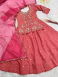 MOST PICKED ROMAN SHIMMER SILK EMBROIDERY SEQUENCE MOTI WORK TOP LEHENGA WITH DUPATTA PARTY WEAR WHOLESALE PRICE ETHNIC GARMENT (3)