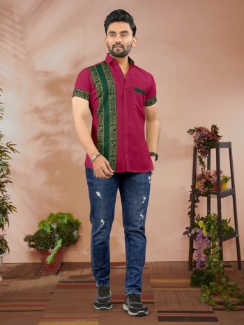 MOST PICKED RUBY COTTON FOIL PRINT WITH BEAUTIFUL PATTERN WORK MEN'S SHIRT  RANI