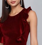 MOST PICKED VELVET PLAIN RUFFLE WORK DROP WAIST DRESS PARTY WEAR WHOLESALE PRICE ETHNIC GARMENT (2)