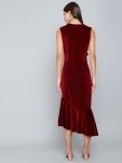 MOST PICKED VELVET PLAIN RUFFLE WORK DROP WAIST DRESS PARTY WEAR WHOLESALE PRICE ETHNIC GARMENT (2)