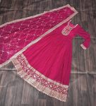 NEW ARRIVAL BLOOMING GEORGETTE EMBROIDREY SEQUENCE WORK GOWN WITH DUPATTA PARTY WEAR WHOLESALE PRICE ETHNIC GARMENT (10)
