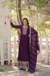 NEW ARRIVAL BLOOMING GEORGETTE EMBROIDREY SEQUENCE WORK GOWN WITH DUPATTA PARTY WEAR WHOLESALE PRICE ETHNIC GARMENT (5)