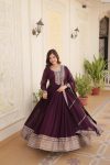 NEW ARRIVAL BLOOMING GEORGETTE EMBROIDREY SEQUENCE WORK GOWN WITH DUPATTA PARTY WEAR WHOLESALE PRICE ETHNIC GARMENT (5)