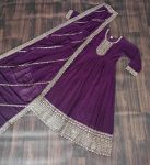 NEW ARRIVAL BLOOMING GEORGETTE EMBROIDREY SEQUENCE WORK GOWN WITH DUPATTA PARTY WEAR WHOLESALE PRICE ETHNIC GARMENT (5)