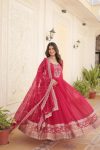 NEW ARRIVAL BLOOMING GEORGETTE EMBROIDREY SEQUENCE WORK GOWN WITH DUPATTA PARTY WEAR WHOLESALE PRICE ETHNIC GARMENT (10)