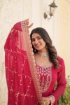 NEW ARRIVAL BLOOMING GEORGETTE EMBROIDREY SEQUENCE WORK GOWN WITH DUPATTA PARTY WEAR WHOLESALE PRICE ETHNIC GARMENT (10)