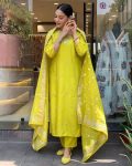 NEW ARRIVAL CHANDERI SILK TOP BOTTOM WITH DUPATTA PARTY WEAR WHOLESALE PRICE ETHNIC GARMENT (9)