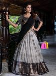 NEW ARRIVAL CHENILLE DIGITAL PRINT WITH JACQUARD LEHENGA CHOLI WITH DUPATTA  GREY