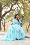 NEW ARRIVAL CHINON SEQUENCE AND THREAD WORK GOWN WITH DUPATTA FESTIVE WEAR WHOLESALE PRICE ETHNIC GARMENT (6)