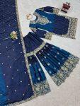 NEW ARRIVAL CHINON SILK EMBROIDERY CODING DORI SEQUENCE WORK TOP SHARARA WITH DUPATTA PARTY WEAR WHOLESALE PRICE ETHNIC GARMENT (4)