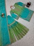NEW ARRIVAL CHINON SILK EMBROIDERY CODING DORI SEQUENCE WORK TOP SHARARA WITH DUPATTA PARTY WEAR WHOLESALE PRICE ETHNIC GARMENT (12)