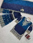 NEW ARRIVAL CHINON SILK EMBROIDERY CODING DORI SEQUENCE WORK TOP SHARARA WITH DUPATTA PARTY WEAR WHOLESALE PRICE ETHNIC GARMENT (4)