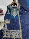 NEW ARRIVAL CHINON SILK EMBROIDERY CODING DORI SEQUENCE WORK TOP SHARARA WITH DUPATTA PARTY WEAR WHOLESALE PRICE ETHNIC GARMENT (4)