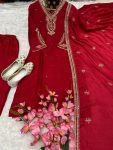 NEW ARRIVAL CHINON SILK EMBROIDERY CODING DORI WORK TOP BOTTOM WITH DUPATTA FESTIVE WEAR WHOLESALE PRICE ETHNIC GARMENT (3)
