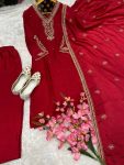 NEW ARRIVAL CHINON SILK EMBROIDERY CODING DORI WORK TOP BOTTOM WITH DUPATTA FESTIVE WEAR WHOLESALE PRICE ETHNIC GARMENT (3)