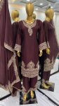 NEW ARRIVAL CHINON SILK EMBROIDERY SEQUENCE WORK TOP BOTTOM WITH DUPATTA FESTIVE WEAR WHOLESALE PRICE ETHNIC GARMENT (2)
