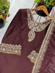 NEW ARRIVAL CHINON SILK EMBROIDERY SEQUENCE WORK TOP BOTTOM WITH DUPATTA FESTIVE WEAR WHOLESALE PRICE ETHNIC GARMENT (2)