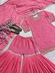 NEW ARRIVAL CHINON SILK EMBROIDERY WITH MOTI HANDWORK FANCY BORDER LACE WORK TOP SHARARA WITH DUPATTA FESTIVE WEAR WHOLESALE PRICE ETHNIC GARMENT (3)