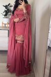 NEW ARRIVAL CHINON SILK EMBROIDERY WITH MOTI HANDWORK FANCY BORDER LACE WORK TOP SHARARA WITH DUPATTA FESTIVE WEAR WHOLESALE PRICE ETHNIC GARMENT (3)