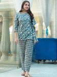 NEW ARRIVAL COOTN DIGITAL PRINTED WITH MIRROR AND ZARDOSI HANDWORK KAFTAN STYLE TOP BOTTOM SET RAMA