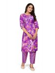 NEW ARRIVAL COTTON BLEND DIGITAL PRINT TOP BOTTOM SET PURPLE