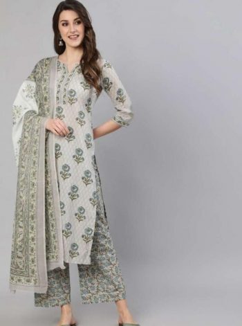 NEW ARRIVAL COTTON BLEND DIGITAL PRINTED TOP BOTTOM DUPATTA GREY