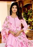 NEW ARRIVAL COTTON CHIKAN EMBROIDERY WORK WITH MIRROR GOTA PATTI LACE WORK GOWN BOTTOM WITH DUPATTA FESTIVE WEAR WHOLESALE PRICE ETHNIC GARMENT (9)