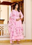 NEW ARRIVAL COTTON CHIKAN EMBROIDERY WORK WITH MIRROR GOTA PATTI LACE WORK GOWN BOTTOM WITH DUPATTA FESTIVE WEAR WHOLESALE PRICE ETHNIC GARMENT (9)