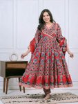 NEW ARRIVAL COTTON EMBROIDERY KANTHA WORK GOWN BOTTOM WITH DUPATTA PARTY WEAR WHOLESALE PRICE ETHNIC GARMENT (3)