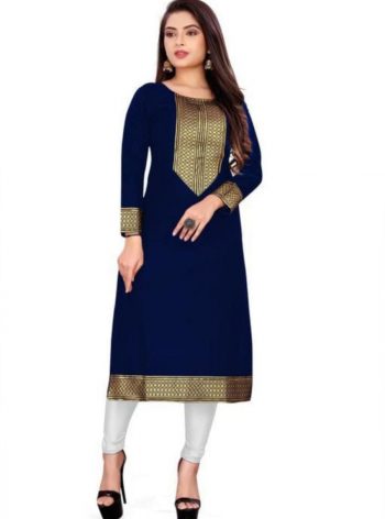 NEW ARRIVAL COTTON FLEX LACE WORK KURTI  NAVY BLUE