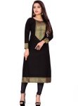NEW ARRIVAL COTTON FLEX LACE WORK KURTI  BLACK