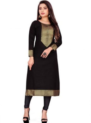NEW ARRIVAL COTTON FLEX LACE WORK KURTI  BLACK