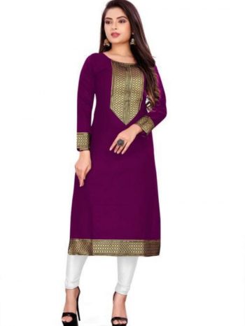 NEW ARRIVAL COTTON FLEX LACE WORK KURTI  WINE