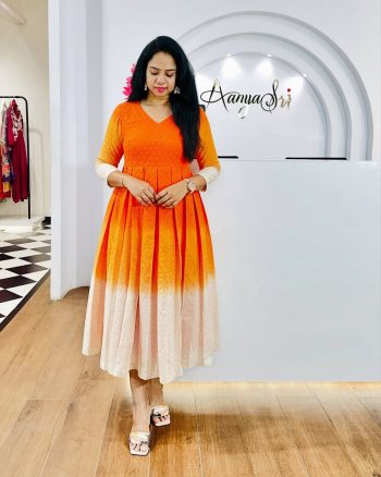 NEW ARRIVAL COTTON HAKOBA MULTI COLOR LAYERED ONE PIECE ORANGE